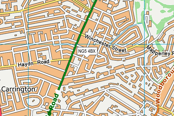 NG5 4BX map - OS VectorMap District (Ordnance Survey) NG5 4BX map - OS VectorMap District (Ordnance Survey)