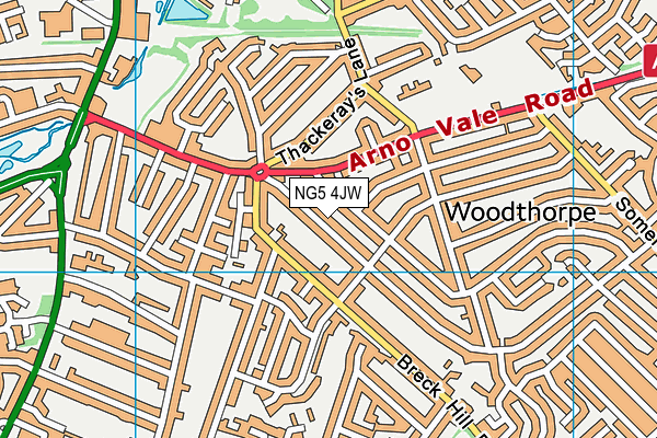 NG5 4JW map - OS VectorMap District (Ordnance Survey) NG5 4JW map - OS VectorMap District (Ordnance Survey)