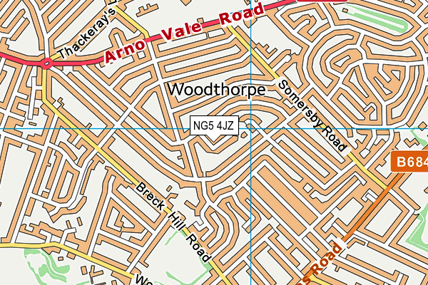 NG5 4JZ map - OS VectorMap District (Ordnance Survey) NG5 4JZ map - OS VectorMap District (Ordnance Survey)