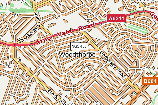 NG5 4LJ map - OS VectorMap District (Ordnance Survey) NG5 4LJ map - OS VectorMap District (Ordnance Survey)
