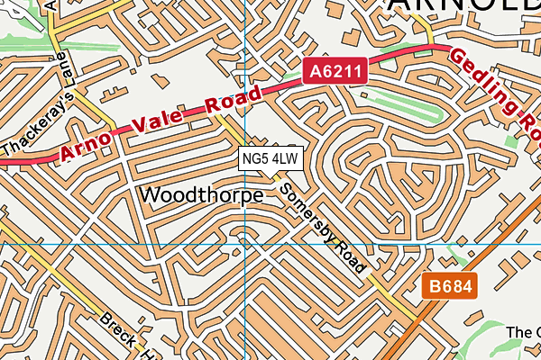 NG5 4LW map - OS VectorMap District (Ordnance Survey) NG5 4LW map - OS VectorMap District (Ordnance Survey)