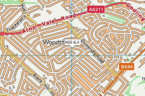 NG5 4LX map - OS VectorMap District (Ordnance Survey) NG5 4LX map - OS VectorMap District (Ordnance Survey)