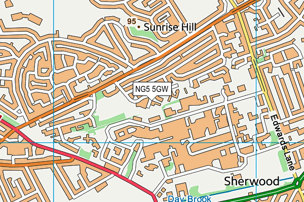 NG5 5GW map - OS VectorMap District (Ordnance Survey) NG5 5GW map - OS VectorMap District (Ordnance Survey)