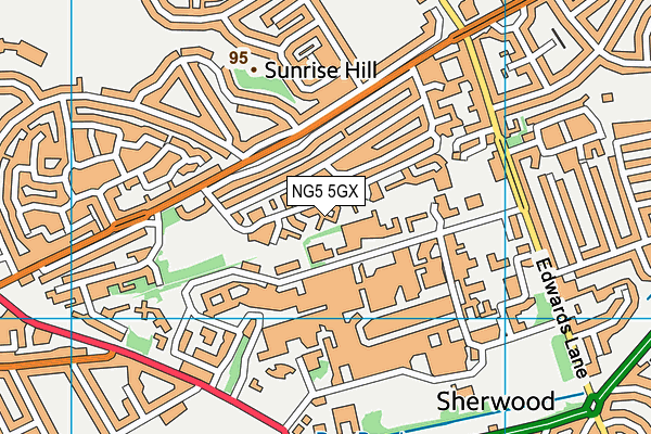NG5 5GX map - OS VectorMap District (Ordnance Survey) NG5 5GX map - OS VectorMap District (Ordnance Survey)