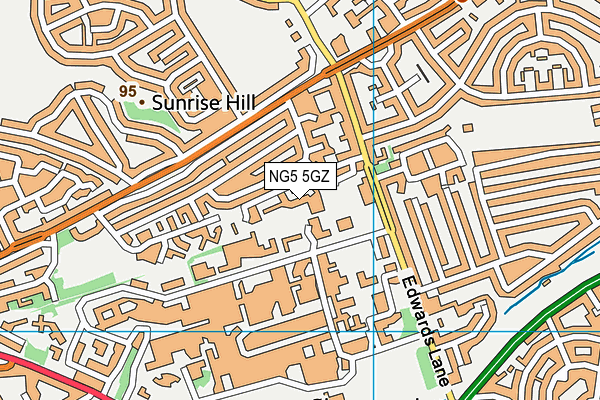 NG5 5GZ map - OS VectorMap District (Ordnance Survey) NG5 5GZ map - OS VectorMap District (Ordnance Survey)