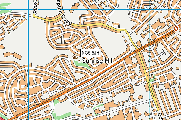 NG5 5JH map - OS VectorMap District (Ordnance Survey) NG5 5JH map - OS VectorMap District (Ordnance Survey)