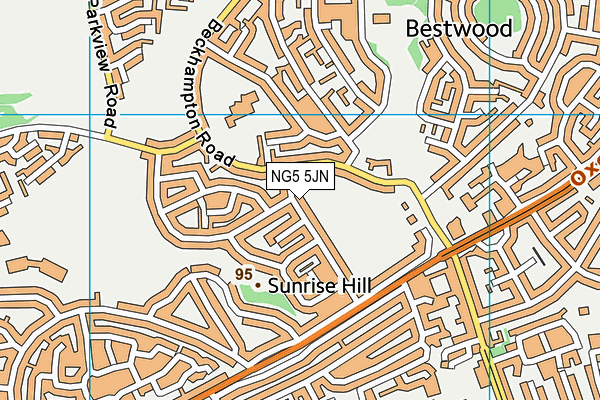 NG5 5JN map - OS VectorMap District (Ordnance Survey) NG5 5JN map - OS VectorMap District (Ordnance Survey)