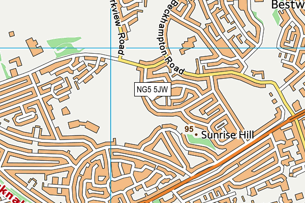 NG5 5JW map - OS VectorMap District (Ordnance Survey) NG5 5JW map - OS VectorMap District (Ordnance Survey)
