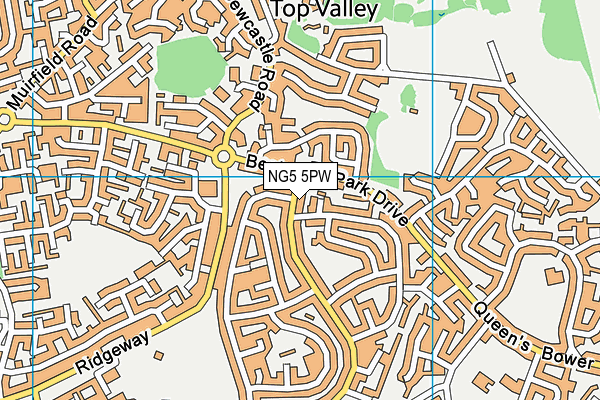 NG5 5PW map - OS VectorMap District (Ordnance Survey) NG5 5PW map - OS VectorMap District (Ordnance Survey)