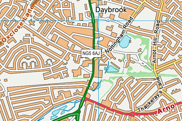 NG5 6AJ map - OS VectorMap District (Ordnance Survey) NG5 6AJ map - OS VectorMap District (Ordnance Survey)