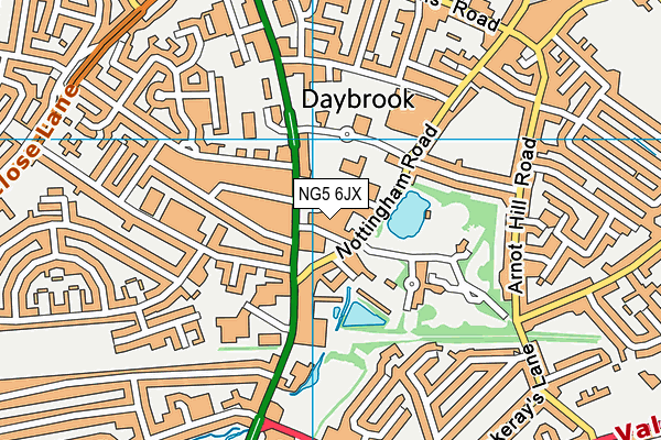 NG5 6JX map - OS VectorMap District (Ordnance Survey) NG5 6JX map - OS VectorMap District (Ordnance Survey)