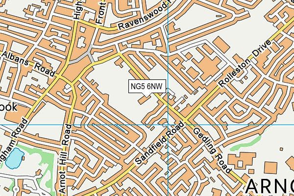 NG5 6NW map - OS VectorMap District (Ordnance Survey) NG5 6NW map - OS VectorMap District (Ordnance Survey)