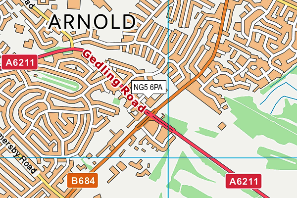 NG5 6PA map - OS VectorMap District (Ordnance Survey) NG5 6PA map - OS VectorMap District (Ordnance Survey)
