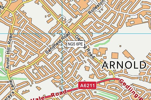 NG5 6PE map - OS VectorMap District (Ordnance Survey) NG5 6PE map - OS VectorMap District (Ordnance Survey)