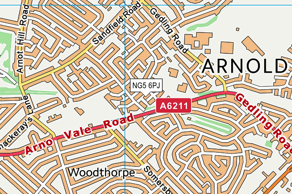 NG5 6PJ map - OS VectorMap District (Ordnance Survey) NG5 6PJ map - OS VectorMap District (Ordnance Survey)