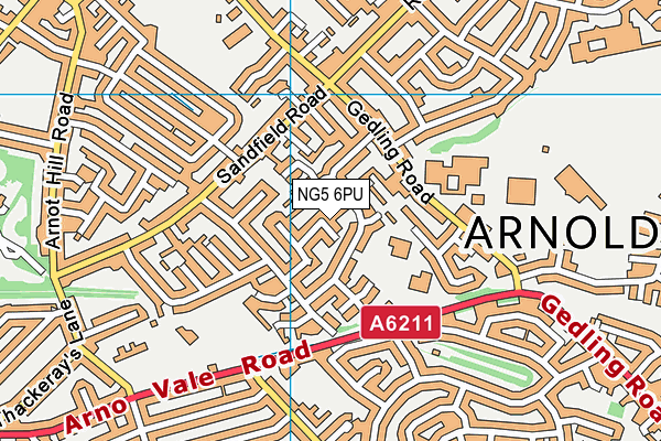 NG5 6PU map - OS VectorMap District (Ordnance Survey) NG5 6PU map - OS VectorMap District (Ordnance Survey)