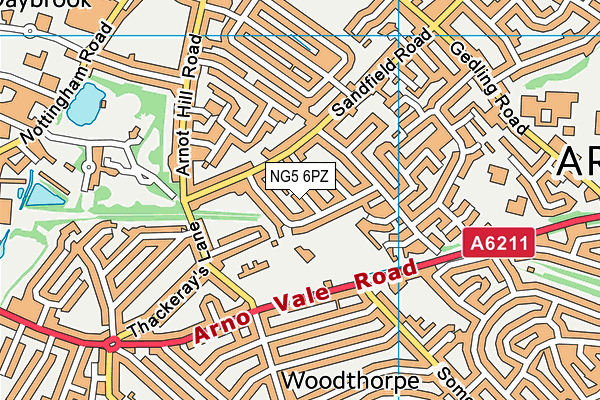 NG5 6PZ map - OS VectorMap District (Ordnance Survey) NG5 6PZ map - OS VectorMap District (Ordnance Survey)