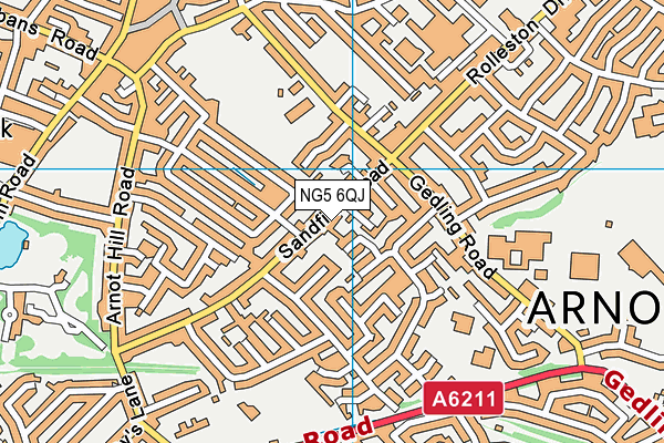 NG5 6QJ map - OS VectorMap District (Ordnance Survey) NG5 6QJ map - OS VectorMap District (Ordnance Survey)
