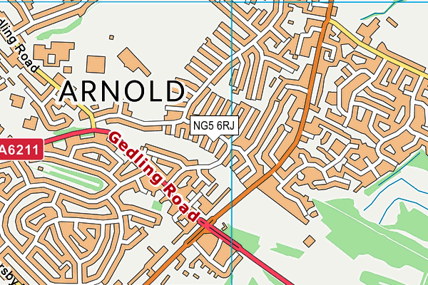 NG5 6RJ map - OS VectorMap District (Ordnance Survey) NG5 6RJ map - OS VectorMap District (Ordnance Survey)