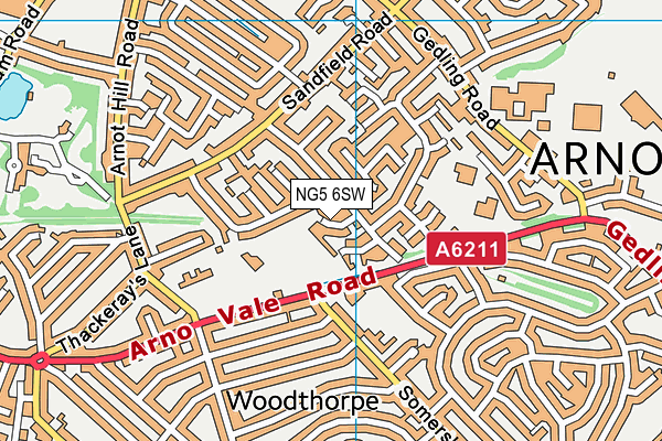 NG5 6SW map - OS VectorMap District (Ordnance Survey) NG5 6SW map - OS VectorMap District (Ordnance Survey)