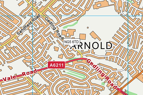 NG5 6TD map - OS VectorMap District (Ordnance Survey) NG5 6TD map - OS VectorMap District (Ordnance Survey)