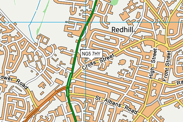 NG5 7HY map - OS VectorMap District (Ordnance Survey) NG5 7HY map - OS VectorMap District (Ordnance Survey)
