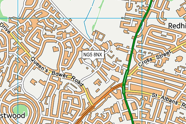 NG5 8NX map - OS VectorMap District (Ordnance Survey) NG5 8NX map - OS VectorMap District (Ordnance Survey)