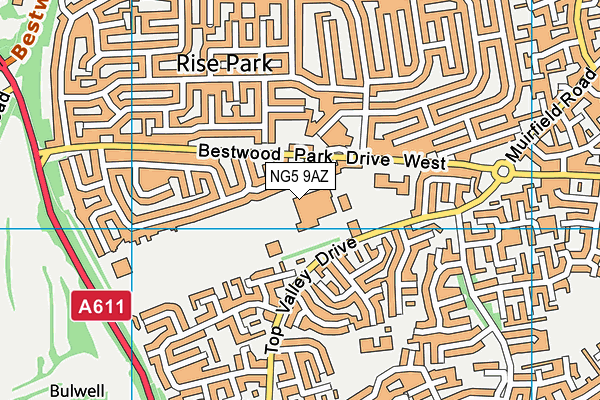 NG5 9AZ map - OS VectorMap District (Ordnance Survey) NG5 9AZ map - OS VectorMap District (Ordnance Survey)