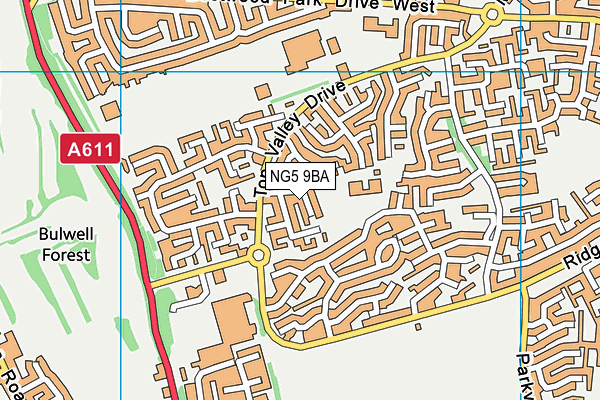 NG5 9BA map - OS VectorMap District (Ordnance Survey) NG5 9BA map - OS VectorMap District (Ordnance Survey)
