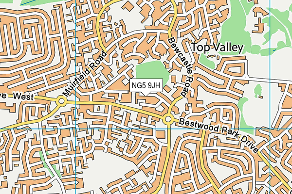 NG5 9JH map - OS VectorMap District (Ordnance Survey) NG5 9JH map - OS VectorMap District (Ordnance Survey)