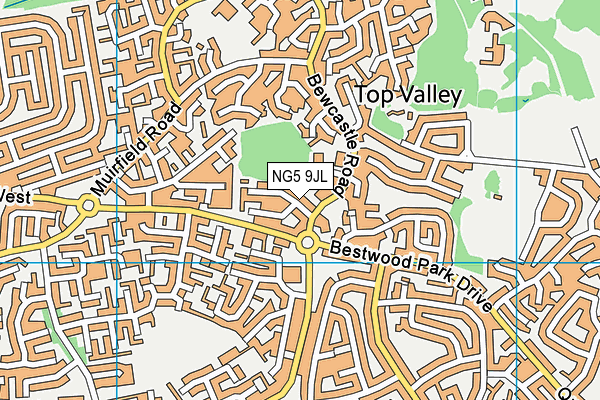 NG5 9JL map - OS VectorMap District (Ordnance Survey) NG5 9JL map - OS VectorMap District (Ordnance Survey)