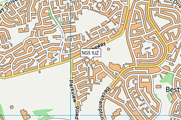 NG5 9JZ map - OS VectorMap District (Ordnance Survey) NG5 9JZ map - OS VectorMap District (Ordnance Survey)