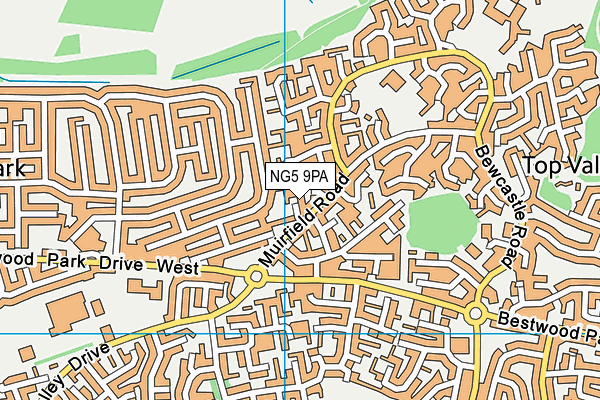 NG5 9PA map - OS VectorMap District (Ordnance Survey) NG5 9PA map - OS VectorMap District (Ordnance Survey)
