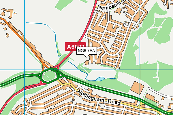 NG6 7AA map - OS VectorMap District (Ordnance Survey) NG6 7AA map - OS VectorMap District (Ordnance Survey)