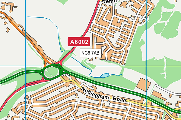 NG6 7AB map - OS VectorMap District (Ordnance Survey)