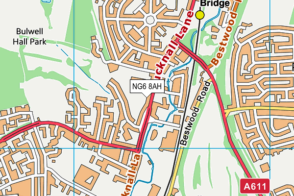 NG6 8AH map - OS VectorMap District (Ordnance Survey)