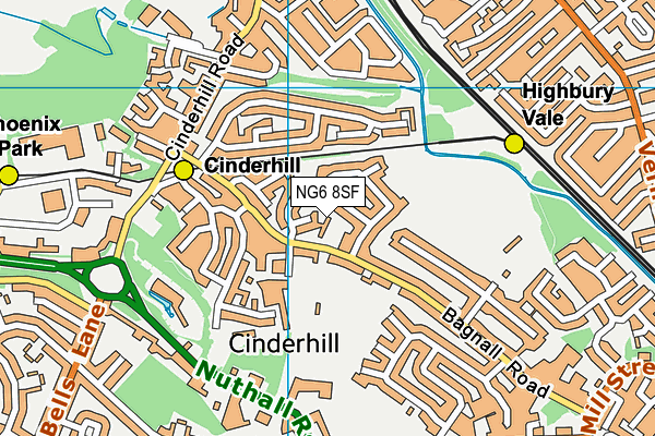 NG6 8SF map - OS VectorMap District (Ordnance Survey) NG6 8SF map - OS VectorMap District (Ordnance Survey)