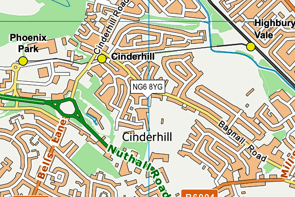NG6 8YG map - OS VectorMap District (Ordnance Survey) NG6 8YG map - OS VectorMap District (Ordnance Survey)