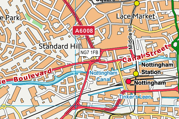 NG7 1FB map - OS VectorMap District (Ordnance Survey) NG7 1FB map - OS VectorMap District (Ordnance Survey)