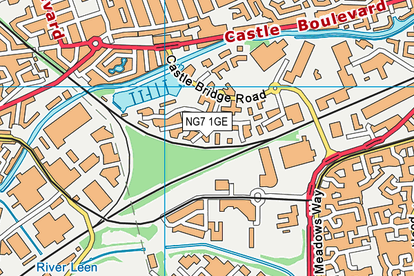 NG7 1GE map - OS VectorMap District (Ordnance Survey) NG7 1GE map - OS VectorMap District (Ordnance Survey)