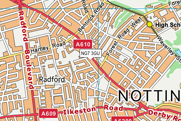 NG7 3GU map - OS VectorMap District (Ordnance Survey) NG7 3GU map - OS VectorMap District (Ordnance Survey)