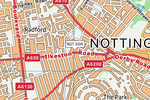 NG7 3GW map - OS VectorMap District (Ordnance Survey) NG7 3GW map - OS VectorMap District (Ordnance Survey)
