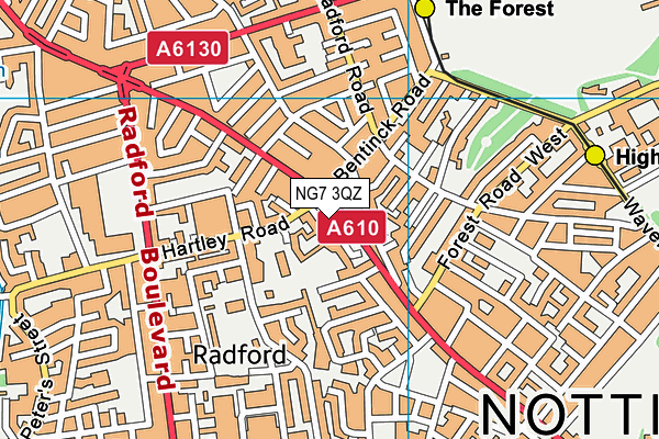 NG7 3QZ map - OS VectorMap District (Ordnance Survey) NG7 3QZ map - OS VectorMap District (Ordnance Survey)