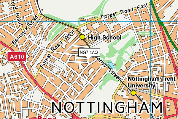 NG7 4AQ map - OS VectorMap District (Ordnance Survey) NG7 4AQ map - OS VectorMap District (Ordnance Survey)