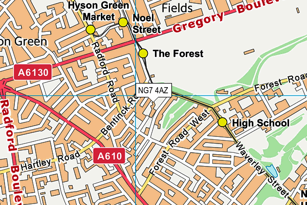NG7 4AZ map - OS VectorMap District (Ordnance Survey) NG7 4AZ map - OS VectorMap District (Ordnance Survey)