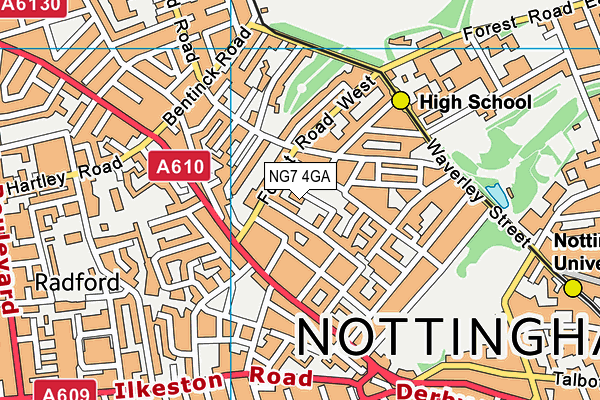 NG7 4GA map - OS VectorMap District (Ordnance Survey) NG7 4GA map - OS VectorMap District (Ordnance Survey)