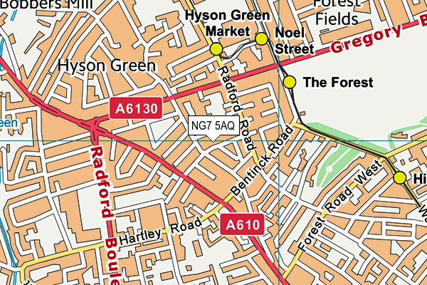 NG7 5AQ map - OS VectorMap District (Ordnance Survey) NG7 5AQ map - OS VectorMap District (Ordnance Survey)