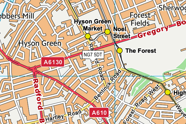 NG7 5DT map - OS VectorMap District (Ordnance Survey) NG7 5DT map - OS VectorMap District (Ordnance Survey)
