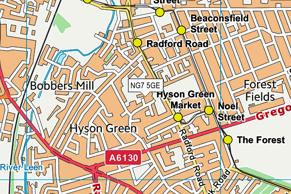 NG7 5GE map - OS VectorMap District (Ordnance Survey) NG7 5GE map - OS VectorMap District (Ordnance Survey)