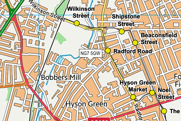 NG7 5GW map - OS VectorMap District (Ordnance Survey) NG7 5GW map - OS VectorMap District (Ordnance Survey)